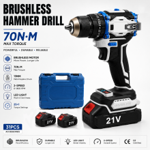 Perceuse à percussion sans fil sans balais, 70 Nm, 13 mm, 2 vitesses, compatible batterie Makita 18V