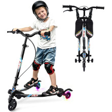 AOODIL Swing Scooter for Kids, 3 Wheels Wiggle Kick Scooter with 4 Adjustable Handlebar & 2 Rear LED Wheel for Boys and Girls Ages 3-8