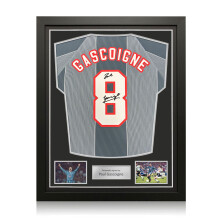 Paul Gascoigne Signed England 1996 Away Football Shirt. Standard Frame