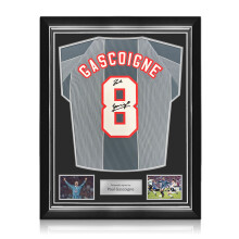 Paul Gascoigne Signed England 1996 Away Football Shirt. Superior Frame