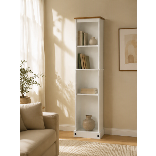 Mercers Furniture Corona White Tall Narrow Bookcase