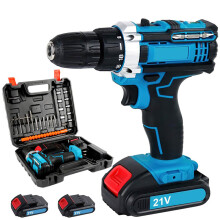 Perceuse à percussion sans fil 21V 45Nm, tournevis électrique avec lampe de travail et kit de 23 pièces