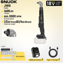 SNUOK Clé à chocs à angle droit sans balais 18V, 160 N.m, 6 vitesses, compatible batteries Makita, USB Type-C