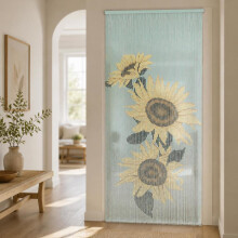 Rideau de porte en bambou 90 x 200 cm, imprimé tournesol, cloison décorative pour intérieur et balcon