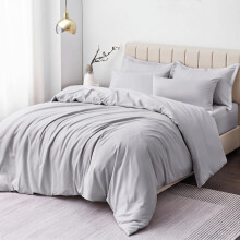 (Silver, Super King) Duvet Cover Set with Pillowcases - Soft Brushed Microfibre Quilt Cover Bedding Set, Hypoallergenic & Machine Washable