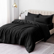 (Black , King) Duvet Cover Set with Pillowcases - Soft Brushed Microfibre Quilt Cover Bedding Set, Hypoallergenic & Machine Washable