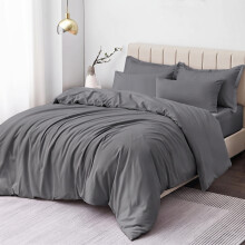 (Grey, Single) Duvet Cover Set with Pillowcases - Soft Brushed Microfibre Quilt Cover Bedding Set, Hypoallergenic & Machine Washable