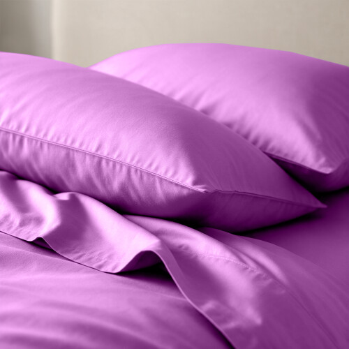 Imperial Rooms (Purple, Plain Pillowcase 2-Pack) Duvet Cover Set with Pillowcases - Soft Brushed Microfibre Quilt Cover Bedding Set 2