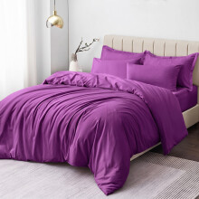 (Purple, Super King) Duvet Cover Set with Pillowcases - Soft Brushed Microfibre Quilt Cover Bedding Set, Hypoallergenic & Machine Washable