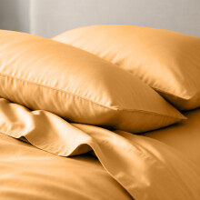 (Yellow/ Mustard, Plain Pillowcase 2-Pack) Duvet Cover Set with Pillowcases - Soft Brushed Microfibre Quilt Cover Bedding Set