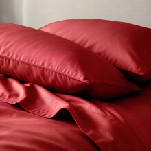 (Red, Plain Pillowcase 2-Pack) Duvet Cover Set with Pillowcases - Soft Brushed Microfibre Quilt Cover Bedding Set, Hypoallergenic & Machine Washable