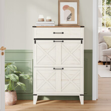 Wooden Shoe Cabinet with 2 Flip Drawers