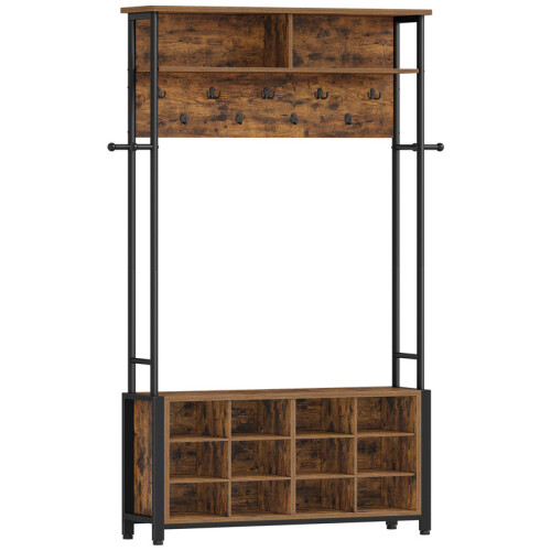 Coat Rack with Shoe Storage Hall Tree with Bench 2