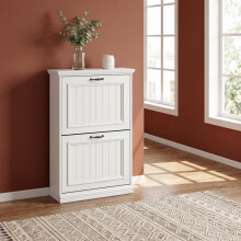 Shoe Cabinet with 3 Flip Drawer, Space-Saving Slim Cupboard, White