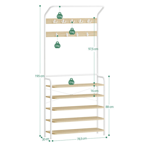 Coat Stand Shoe Storage and Adjustable Shelves 2