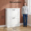 Shoe Cabinet with 2 Flip Drawer, Space-Saving Slim Cupboard, White 5