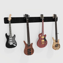 (Black) Modular Guitar Wall-Mounted Display with Acoustic Padding 4-Guitars (160x15cm) | Velvet Multi-Guitar Holder