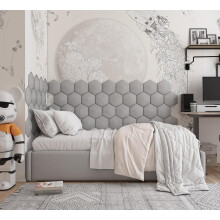 (Gray) 4 Pack - Soft Velour Upholstered Acoustic Wall Panels Hexagon (25x25cm) | Decorative Headboard Panels for Children's Room & Playroom