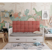 (Rose) 4 Pack - Soft Velour Upholstered Acoustic Wall Panels Square (25x25cm) | Decorative Headboard Panels for Children's Room & Playroom