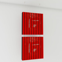 (Red glossy Plastic) 2 Pack - Decorative Hanging screen Acoustic panels SLATO | Hanging Wall Dividers – Suspended Room Partition