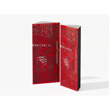 (Red glossy Plastic) 2 Pack - Narrow Acoustic Corner Bass Trap P36 | Low Frequency Sound Absorbers | Size 50x23cm