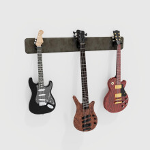 (Beige) Modular Guitar Wall-Mounted Display with Acoustic Padding 3-Guitars (115x15cm) | Velvet Multi-Guitar Holder
