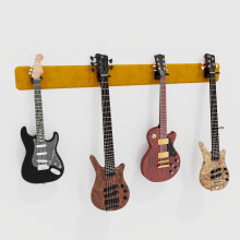 (Yellow) Modular Guitar Wall-Mounted Display with Acoustic Padding 4-Guitars (160x15cm) | Velvet Multi-Guitar Holder