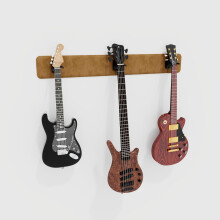 (Gold) Modular Guitar Wall-Mounted Display with Acoustic Padding 3-Guitars (115x15cm) | Velvet Multi-Guitar Holder