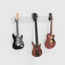 (White) Modular Guitar Wall-Mounted Display with Acoustic Padding 3-Guitars (115x15cm) | Velvet Multi-Guitar Holder