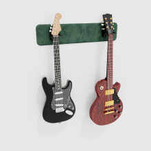 (Green) Modular Guitar Wall-Mounted Display with Acoustic Padding 2-Guitars (70x15cm) | Velvet Multi-Guitar Holder