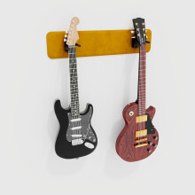 (Yellow) Modular Guitar Wall-Mounted Display with Acoustic Padding 2-Guitars (70x15cm) | Velvet Multi-Guitar Holder