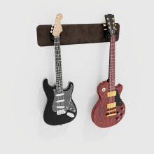 (Brown) Modular Guitar Wall-Mounted Display with Acoustic Padding 2-Guitars (70x15cm) | Velvet Multi-Guitar Holder