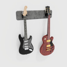 (Gray) Modular Guitar Wall-Mounted Display with Acoustic Padding 2-Guitars (70x15cm) | Velvet Multi-Guitar Holder