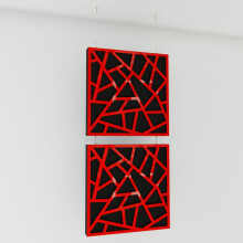 (Red glossy Plastic) 2 Pack - Decorative Hanging screen Acoustic panels SKYROSS | Hanging Wall Dividers – Suspended Room Partition