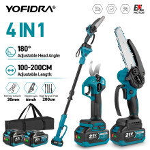 YOFIDRA Tronçonneuse Électrique sans Fil 4 en 1, Manche Télescopique, Cisailles et Outils de Taille pour Arbres de Jardin