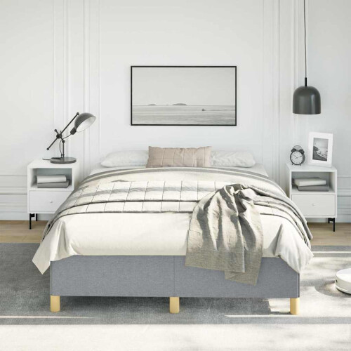 VidaXL (Light grey, double size) vidaXL Bed Frame Bed Base Bedstead Mattress Foundation Upholstered Bed Fabric 2