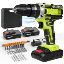 Perceuse électrique sans fil 21V, tournevis à percussion 3-en-1, 2 vitesses, 42 N·m, Vert