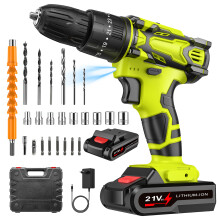 Perceuse électrique sans fil 21V, tournevis à percussion 3-en-1, 2 vitesses, 42 N.m, lot de 29 accessoires