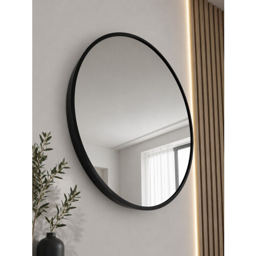 Spot On Dealz 50cm Round Wall Mirror Circle Black