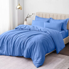 (Light Blue, Super King) Duvet Cover Set with Pillowcases - Soft Brushed Microfibre Quilt Cover Bedding Set, Hypoallergenic & Machine Washable