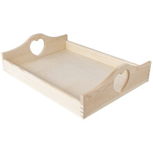 Creative Deco Serviertablett Tablett mit Herz Griffen | 40 x 30 x 10,5 cm