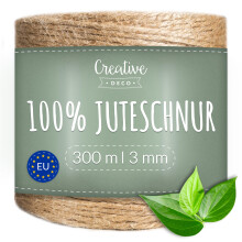 Creative Deco 300m Juteschnur Natur Braun | 985 Fuß | 2-3 mm Dicke 3-Lagig