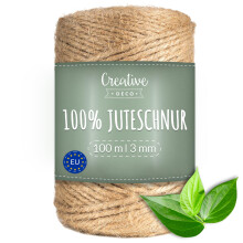 Creative Deco 100m Juteschnur Natur Braun | 328 Fuß | 2-3 mm Dicke 3-Lagig