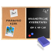 Creative Home 2in1 Kombitafel 60x40cm Pinnwand Magnettafel Kork Kreidetafel