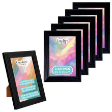 Creative Home 2er Schwarz Bilderrahmen 10x15 cm Set | Unlackiert Fotorahmen