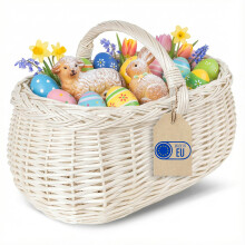 Creative Home Weiße Große Picknickkorb Weidenkorb mit Henkel 45 x 32 x 34cm