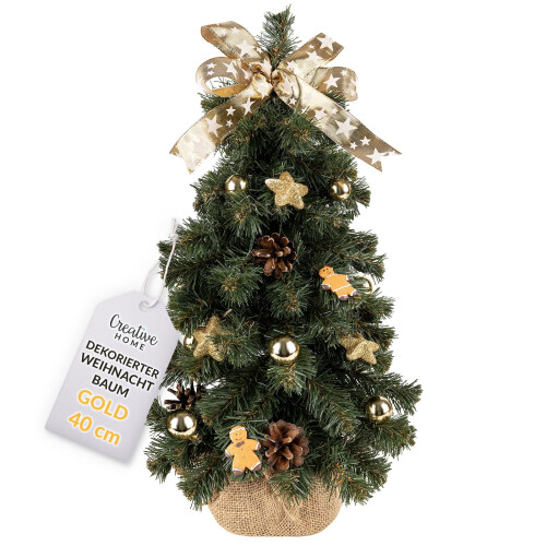 Creative Home Weihnachtsbaum Geschmückt Gold | Höhe 40 cm