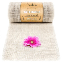 Creative Deco Weiße Juteband Jute Tischläufer | Rolle 20 cm x 10 m