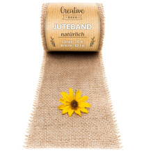 Creative Deco Juteband Jute Runner | Rolle 10 cm x 10 m | Wickelstreifen