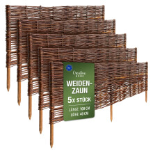 Creative Home Beeteinfassung Weide Weidenzaun 5er Set 100 x 40 cm (+/-1cm)